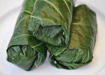 Collard Wraps with Red Pepper and Cucumber